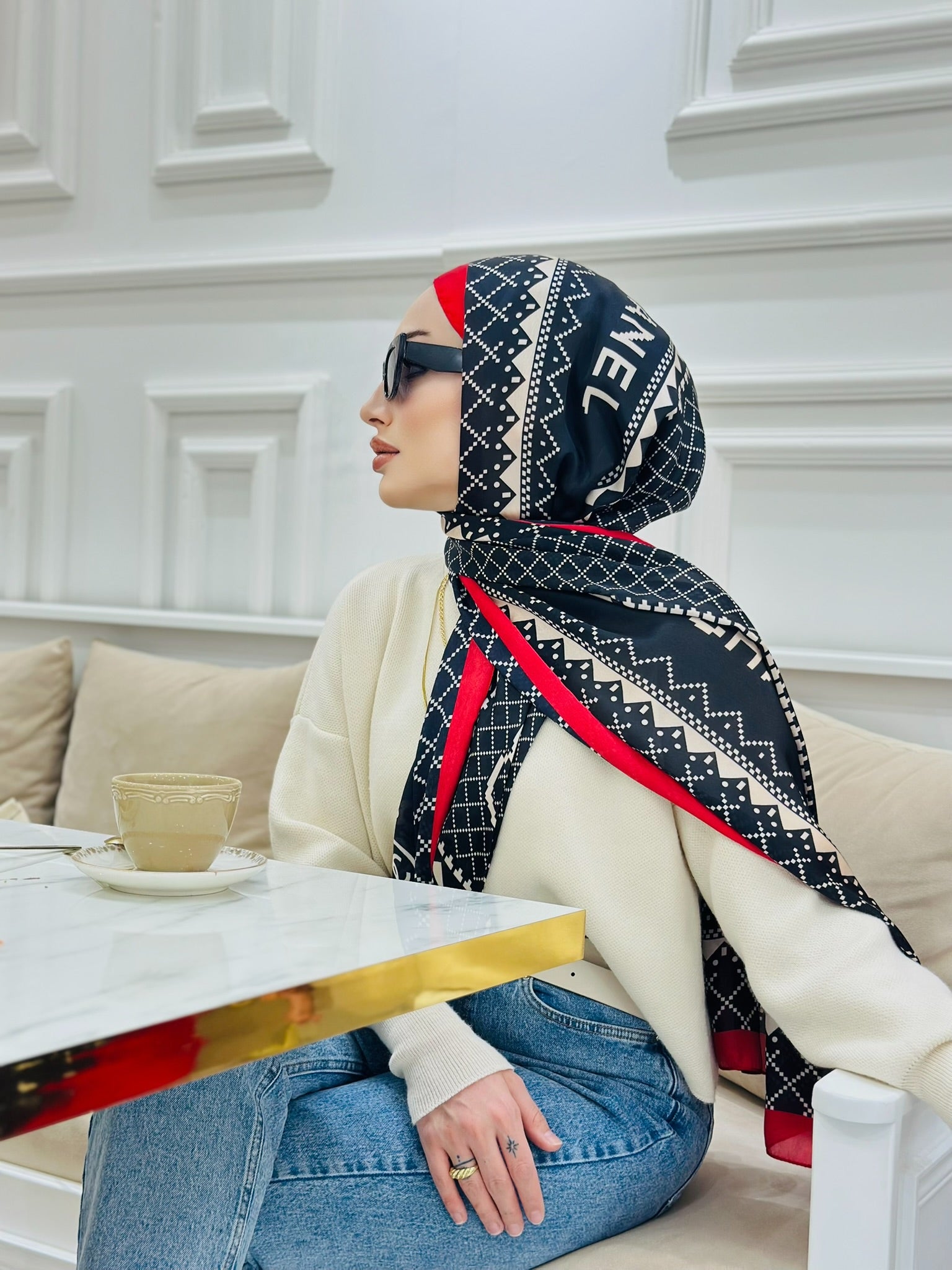 Chanel Çift Taraflı İthal Vual İpel Şal 85651 - Kırmızı - Bordo - Organic ScarfsOrganic Scarfs