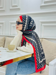 Chanel Çift Taraflı İthal Vual İpel Şal 85651 - Kırmızı - Bordo - Organic ScarfsOrganic Scarfs