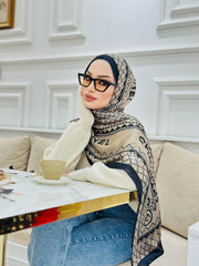 Chanel Çift Taraflı İthal Vual İpel Şal 85651 - Vizon - Organic ScarfsOrganic Scarfs