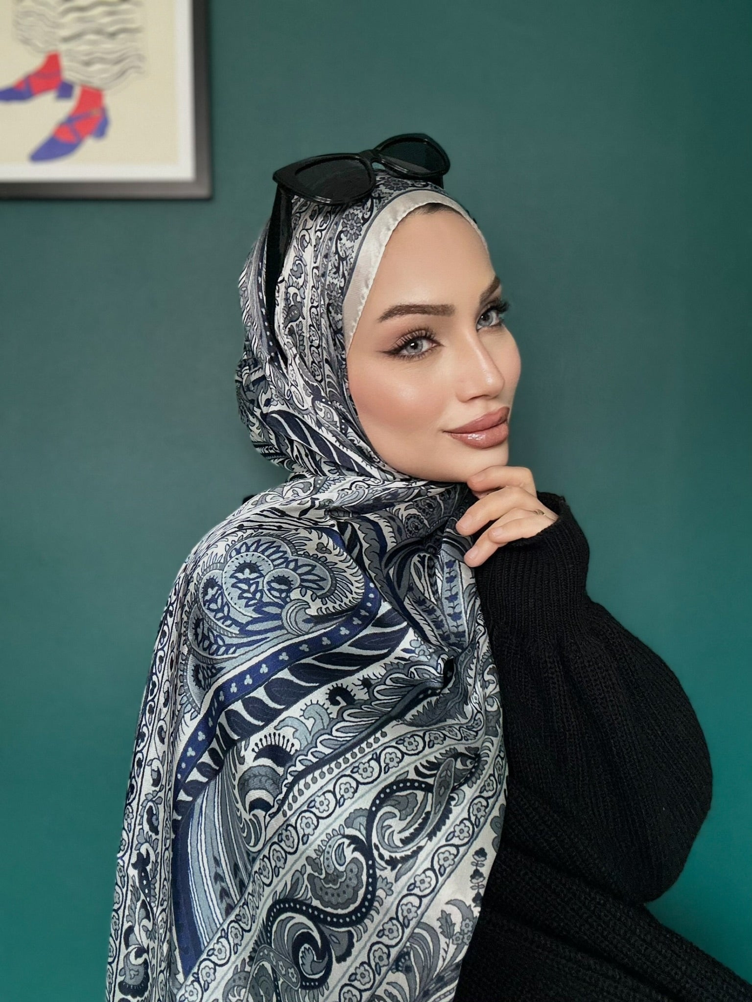 İTHAL ETRO DESEN NEW VUAL İPEK ŞAL 44344 - Mavi - Organic ScarfsOrganic Scarfs