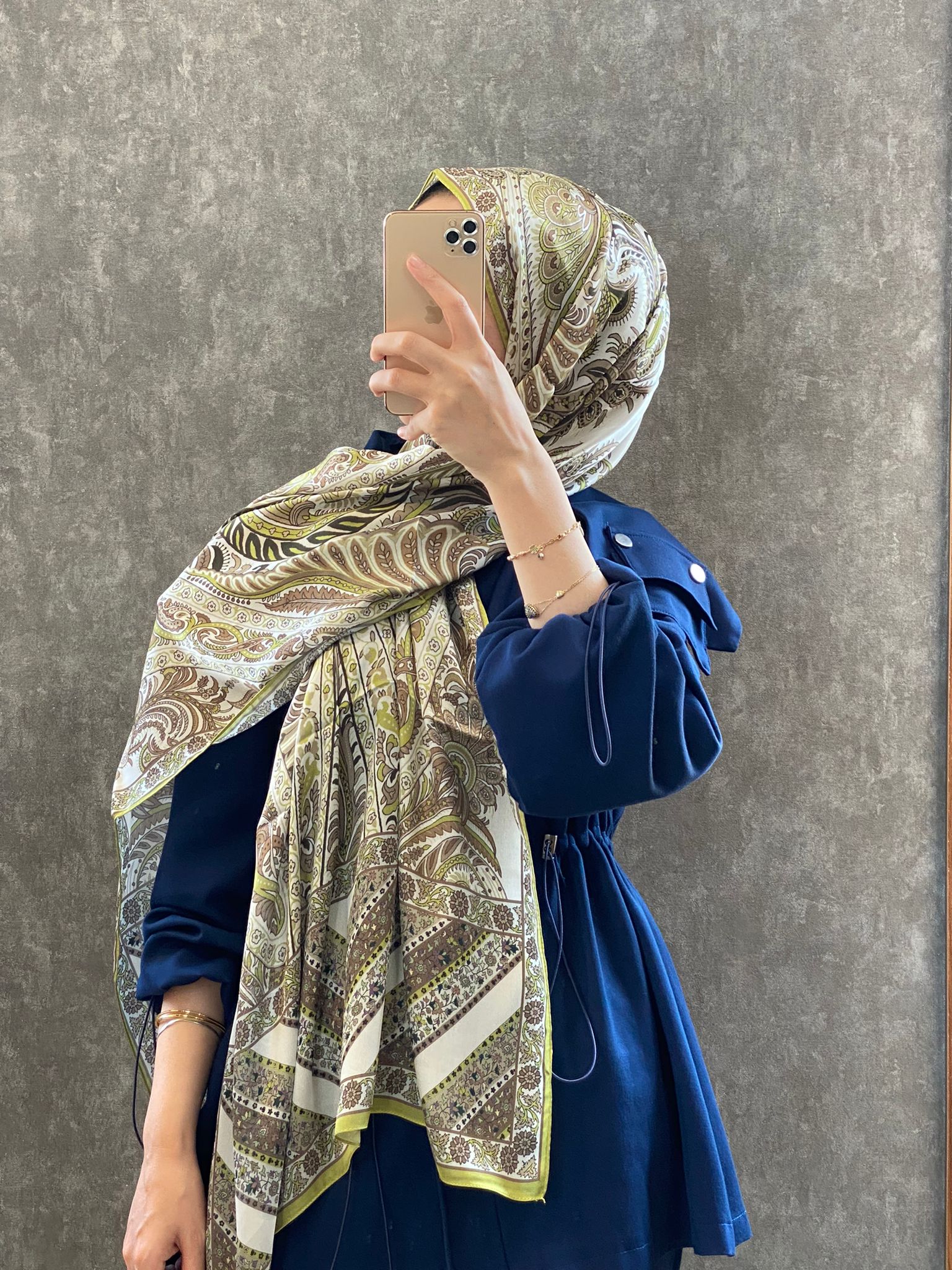 İTHAL ETRO DESEN NEW VUAL İPEK ŞAL 44344 - Yağ yeşili - Organic ScarfsOrganic Scarfs