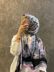 İthal Etro Yeni Sezon İthal Etnik Desen Vual İpek Şal 10041 - Pamuk Şekeri - Organic ScarfsOrganic Scarfs