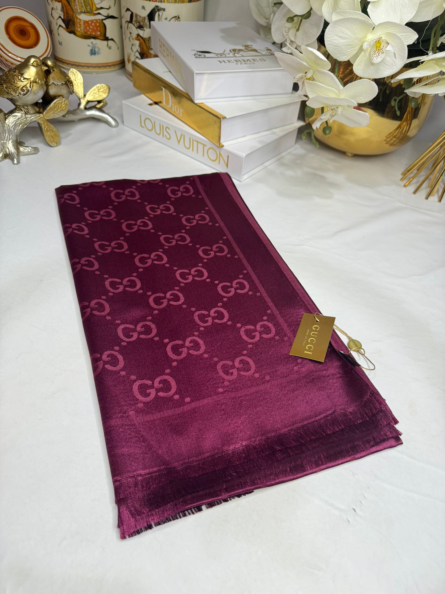 İthal G Kaşmir İpek Şal 49102 - Bordo - Organic ScarfsOrganic Scarfs